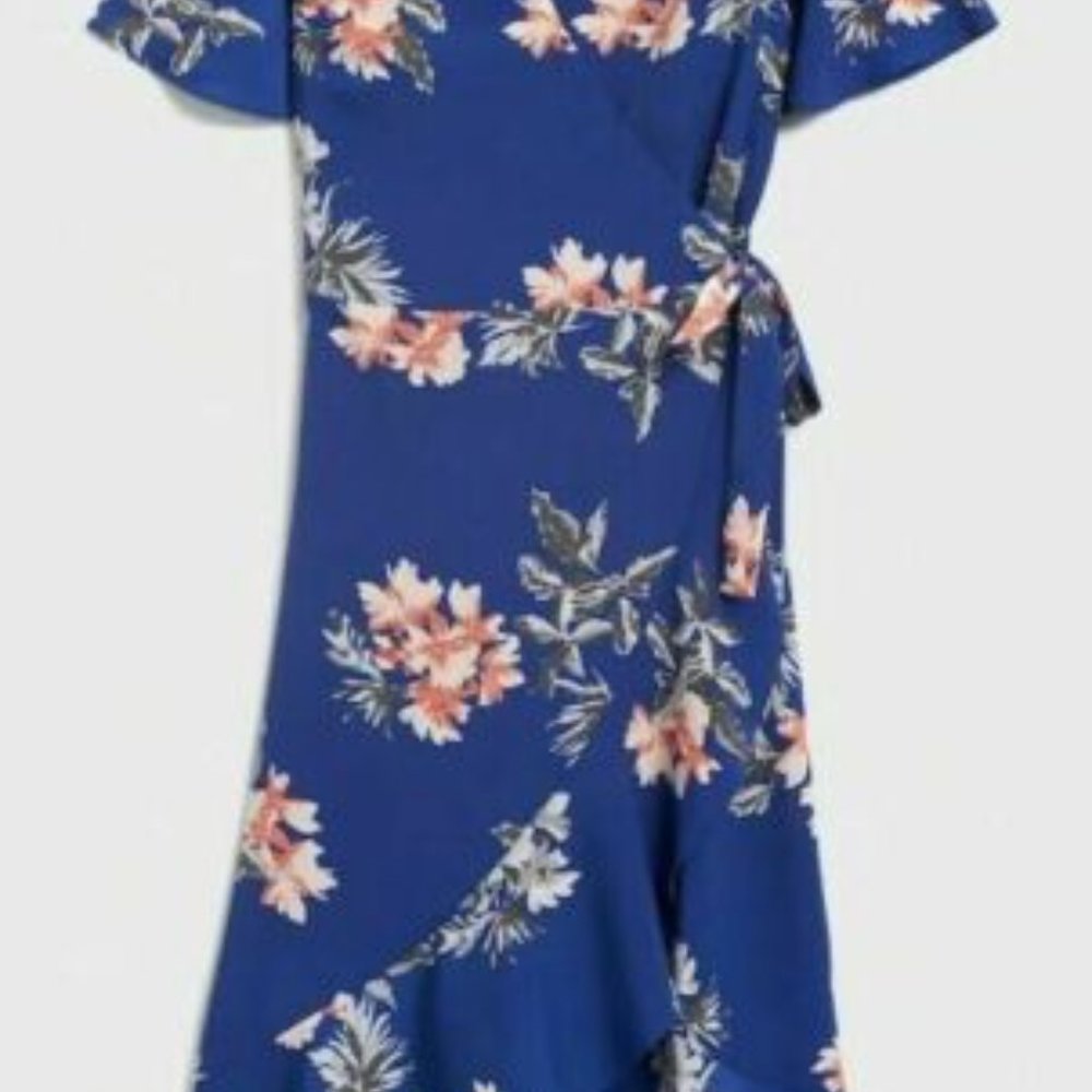 Banana Republic Factory Blue Floral Wrap Dress - Picture 2 of 9